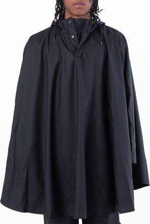 Rains Black Loose-Fit Cape, Size Medium