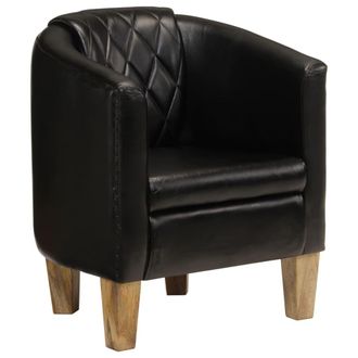 vidaXL Sill&oacute;n Butaca De Cuero Aut&eacute;ntico Negro Vidaxl