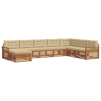 vidaXL Conjunto De Sof&aacute;s De Exterior Con Coj&iacute;n 8 Pcs Natural Y Beige Vidaxl