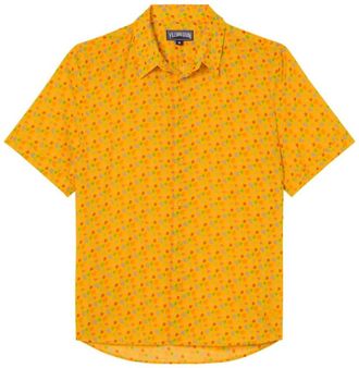 Vilebrequin Courbis Korte Mouw Shirt - Heren - Overhemden - Geel - Maat: M Katoen