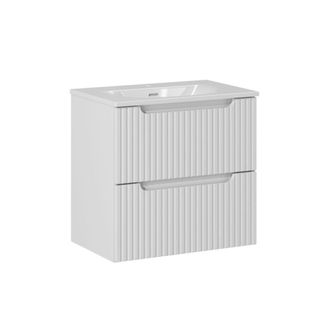 Petits Meubles Mueble lavabo encastrado 2 cajones estratificado Blanco
