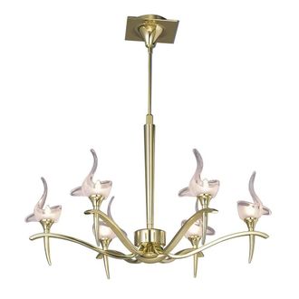 Netlighting Viena Telescopic Pendant Round 6 Light G9 Polished Brass in Yellow