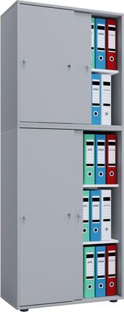 ebuy24 Armario De Oficina Vcm Con 5 Compartimentos Armario De Archivo Moderno Con Puertas Correderas Dimensiones Aprox. An. 70 X Al. 184 X T. 37 Cm - Lona 5 