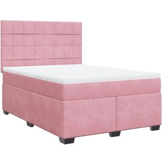vidaXL Vidaxl - Cama Box Spring Con Colch&oacute;n Terciopelo Rosa 160x200 Cm