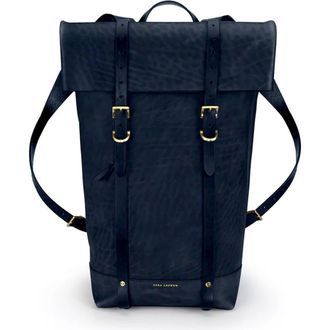 Ezra Arthur Keystone Leather Rucksack in Navy at Nordstrom