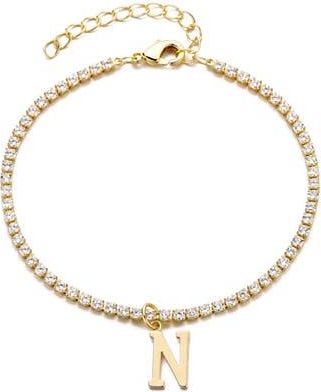 Adornia Initial Charm Tennis Bracelet in Gold-N at Nordstrom Rack