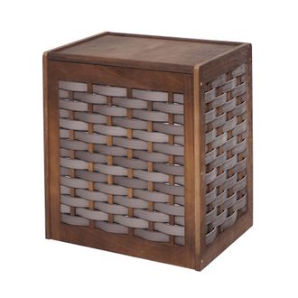 Hhg Cesto Para Ropa Sucia Hhg-818, Recolector De Ropa Sucia Clasificador De Ropa Sucia, Mimbre De Aspecto Desgastado De Madera Maciza 61x51x35cm, Marr&oacute;n