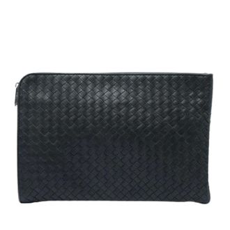 Bottega Veneta Pre-owned Woven Leather Clutch - Dames - Pre-owned - Zwart - Maat: ONE Size Leer