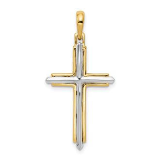 Diamond2Deal 10k Two-tone Fancy Cross Pendant