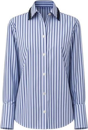 C&acirc;llas Milano Billie Shirt with Tassell collar in Blue/navy Tassels at Nordstrom, Size 10 It
