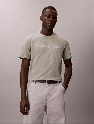Calvin Klein Jeans Calvin Klein Mens Foil Logo Graphic Classic T-Shirt - Green - 2XL