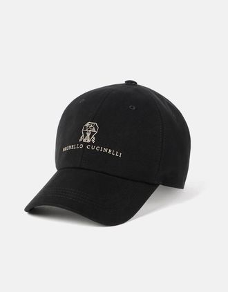 Brunello Cucinelli Mens Branded Cap Black - Size: M