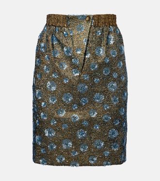 Jacques Wei Floral sequined pencil skirt