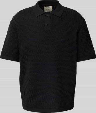 Redefined Rebel Regular Fit Poloshirt mit Strukturmuster Modell FERDINAND in Black, Gr&ouml;&szlig;e XL