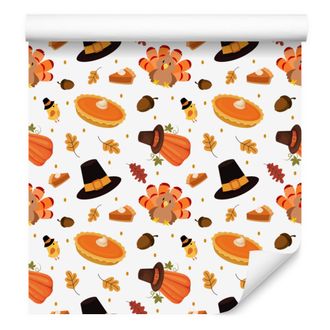 OEM Carta Da Parati Autunnale Bianca, Crema, Pesca E Oro 50x1000 Cm