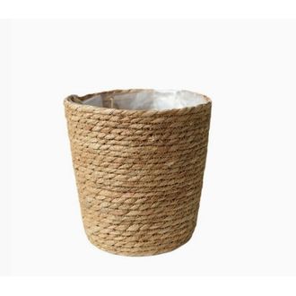 OEM Maceta Redonda De Junco Marino Tejido Con Inserto De Pl&aacute;stico Para Plantar - Maceta - 34 Cm Natural