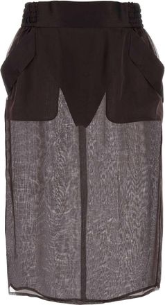 Saint Laurent Brown Silk Skirt