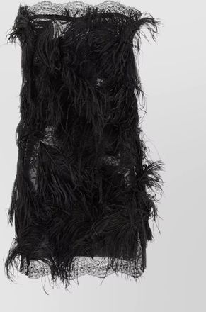 The Attico lace feather strapless mini dress