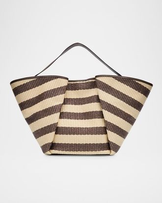 Brunello Cucinelli Marine Striped Raffia Tote Bag
