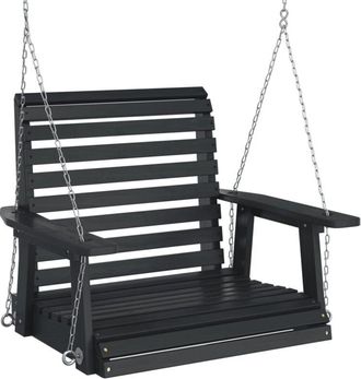 vidaXL Garden Swing Chair with Metal Chains Black Solid Wood Fir vidaXL