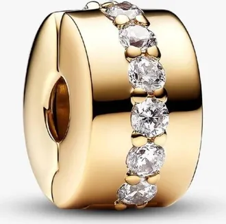 Pandora 14K Gold-Plated Sparkling Row Clip Charm
