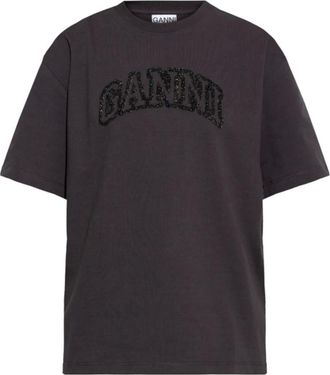 Ganni Dames, Tops, Zwart, Maat: XS Katoen