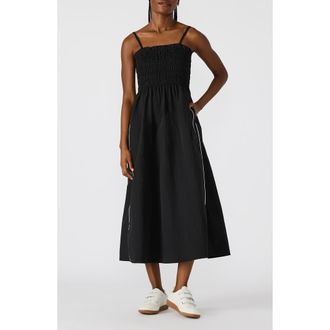 Steve Madden Kit Smocked Flare Maxi Dress in Black/White at Nordstrom Rack, Size Xx-Large