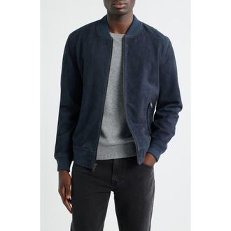 Nordstrom Suede Bomber Jacket in Navy Space at Nordstrom, Size Medium