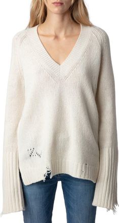 Zadig&Voltaire Valma Amour Pointelle Merino Wool Sweater in Judo at Nordstrom, Size X-Small