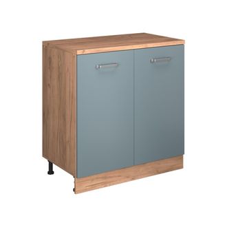 Vicco Armario De Cocina Para Techo Inclinado R-line, Gris Azulado, 80 Cm Sin Inclinaci&oacute;n Con 2 Puertas, Vicco