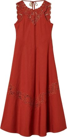 Twin-Set Rust Abito Sleeveless Lace Midi Dress