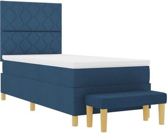 vidaXL Box Spring Bed with Mattress Blue 100 x 200 cm Fabric vidaXL