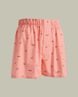 CHARLES TYRWHITT Fox Print Woven Boxers - Coral Pink Size Large by Charles Tyrwhitt