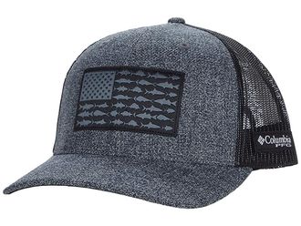 Columbia PFG Meshtm Snapback Fish Flag Ball Cap Caps Grill Heather/Black/Fish Flag (6 1/2-7 1/2), Cotton/Elastane