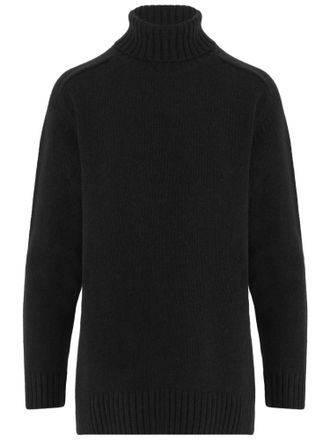 Bruno Manetti Black Virgin Wool Cashmere Turtle-Neck Sweater