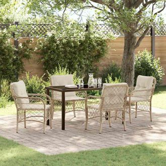 vidaXL Conjunto De Comedor De Jard&iacute;n Con Coj&iacute;n 5 Pcs Beige Polirat&aacute;n Vidaxl