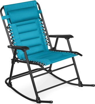 Best Choice Products Padded Folding Zero Gravity Rocking Chair with Headrest, Outdoor Camp Chair