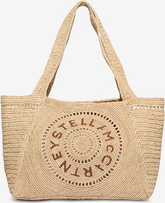 Stella McCartney H&auml;kel-Shopper aus Bast Stella Logo Medium