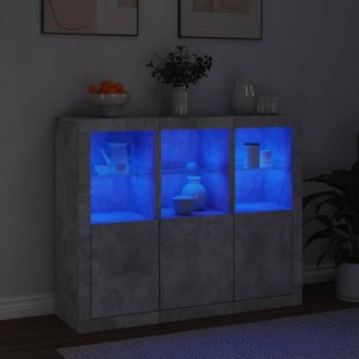 Berkfield Home Sideboards with LED Lights 3 pcs Concrete Grey Engineered Wood