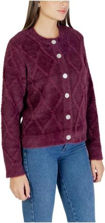 Jacqueline de Yong Cardigan met knoopsluiting en lange mouwen - Dames - Vesten - Rood - M - Polyester - Truien & Vesten