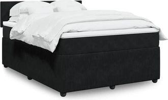 vidaXL Vidaxl - Cama Box Spring Con Colch&oacute;n Terciopelo Negro 140x200 Cm