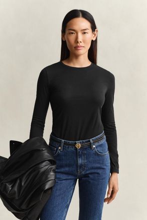 GANT Women Cotton Long Sleeve T-Shirt (XXL) BLACK