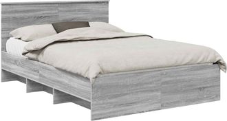 vidaXL Estructura De Cama Con Cabecera Gris Sonoma 160 X 200 Cm Vidaxl