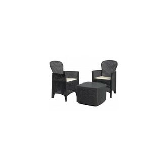Progarden Salotto da giardino 2 posti da esterno due poltrone e tavolino contenitore effetto rattan antracite Tree