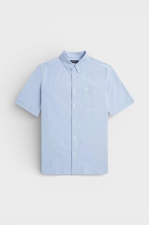 Fred Perry Oxford Overhemd Met Korte Mouwen In De Kleur Licht Rookgrijs