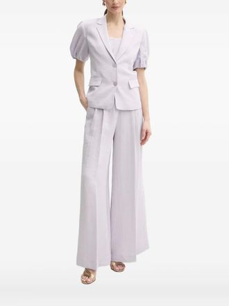 Twin-Set puff-sleeve button top - women - Lyocell/Polyamide/Viscose/Linen/Flax - 42 - Purple