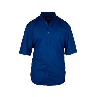 Balenciaga Short Sleeve Logo Shirt - Heren - Overhemden - Blauw - Maat: XL Katoen