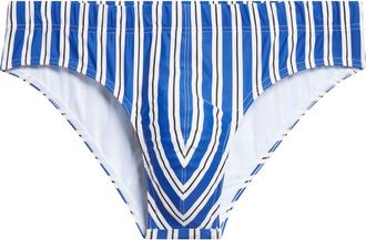 Tom Ford Bold Regimental Stripe Swim Briefs in Combo Blue/White at Nordstrom, Size 46 Us