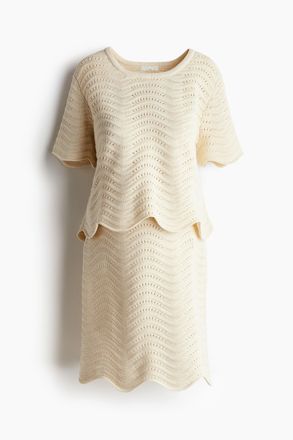 H&M MAMA 2-teiliges Set in Pointellestrick - Hellbeige