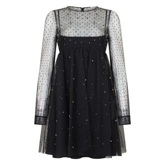 Red Valentino Short Dresses, female, Black, Size: S Point desprit Tulle Short Dress